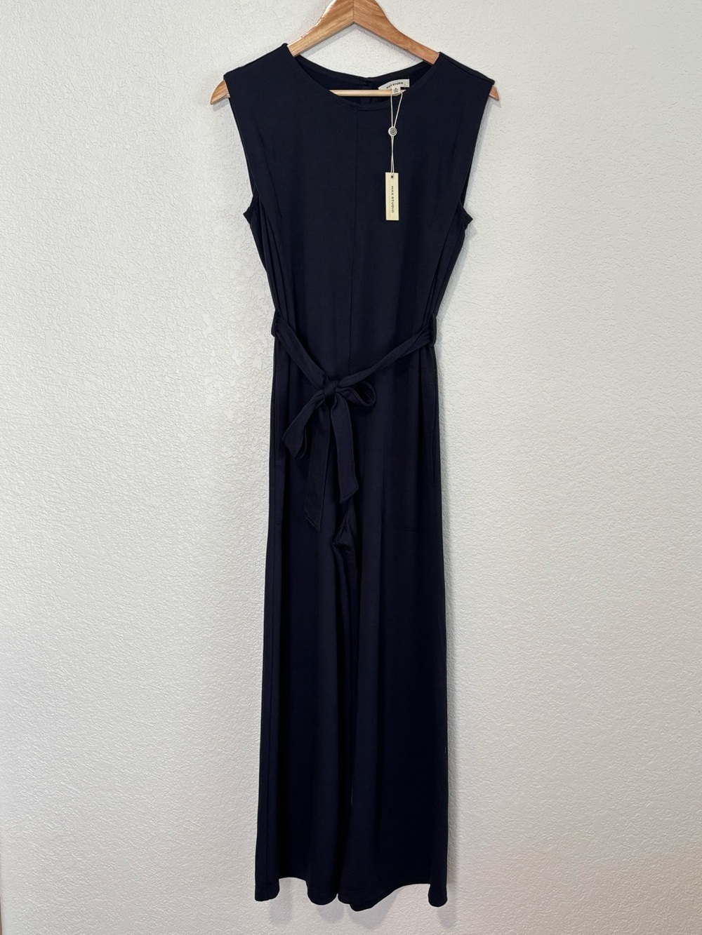 NWT Max Studio Navy Wide Leg Belted Jumpsuit Size Small